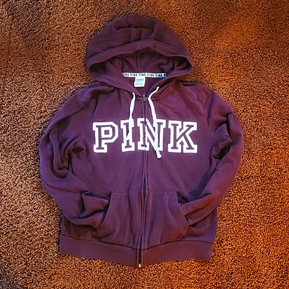 Maroon Zip Up Hoodie from PINK